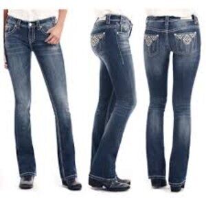 Rock & Roll Cowgirl - Steel Blue Blingy Bootcut - 30